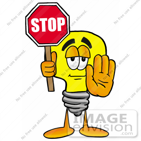 450x450 Clip Art Graphic Of A Yellow Electric Lightbulb Cartoon Character