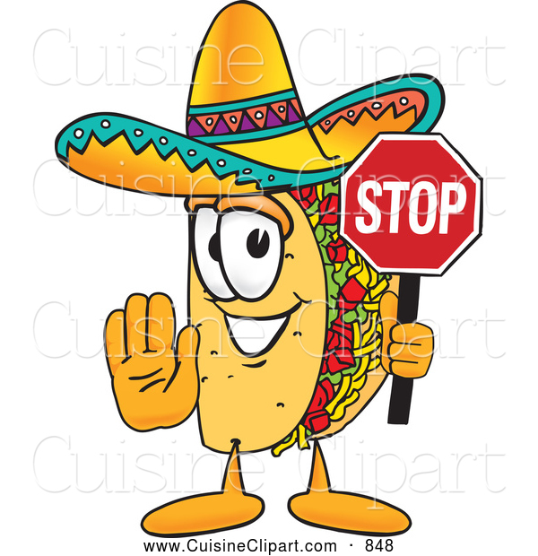 600x620 Cuisine Clipart Of A Smiling Taco Mascot Cartoon Character Holding
