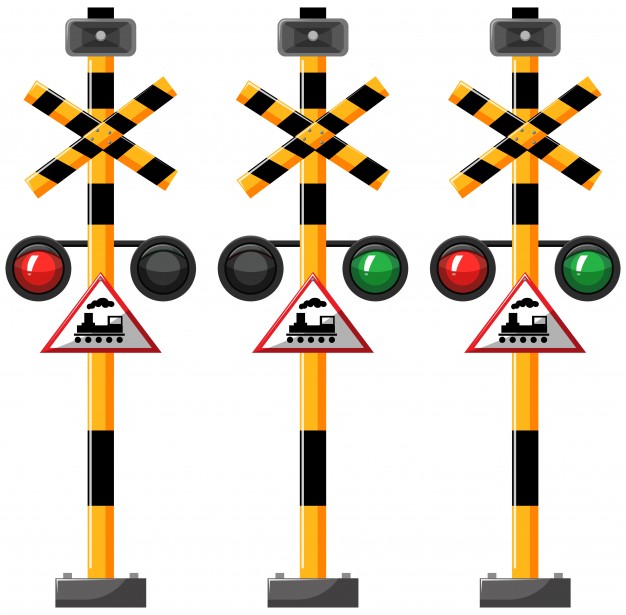 626x615 Traffic Lights For Train Illustration Vector Premium Download