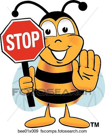 368x470 Clip Art Of Bee Holding Stop Sign Bee01x009