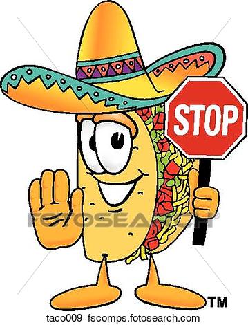 359x470 Clip Art Of Taco Holding Stop Sign Taco009