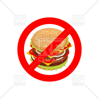 400x400 Stop Sign With Hamburger, Forbidden Fast Food Royalty Free Vector