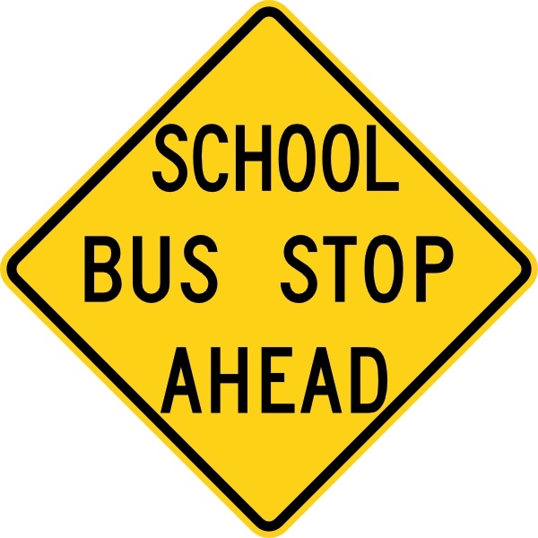 600x600 School Bus Stop Ahead Sign Clip Art Free Vector In Open Office