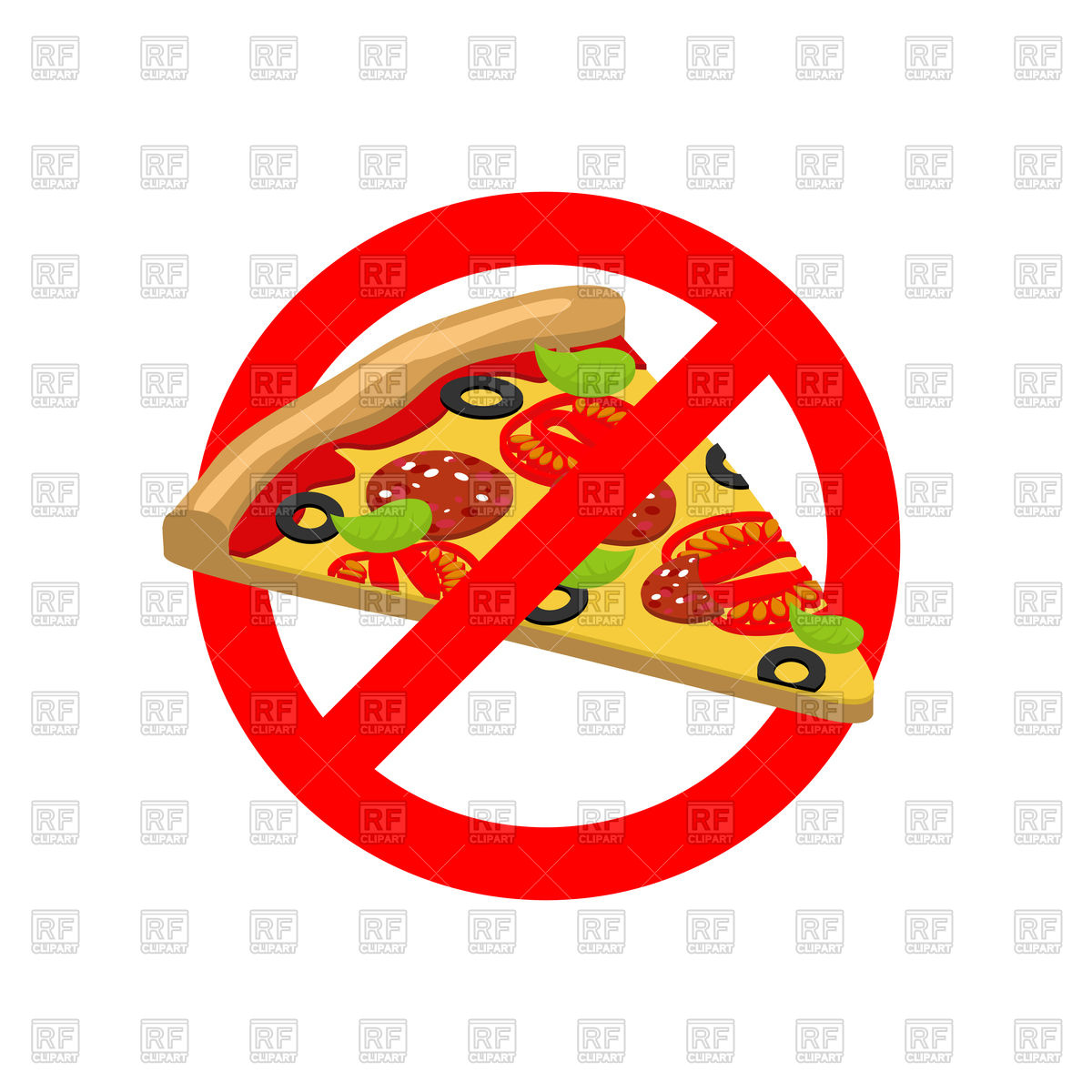 1200x1200 Sign Of Stop With Pizza Slice, Stop Fast Food Royalty Free Vector