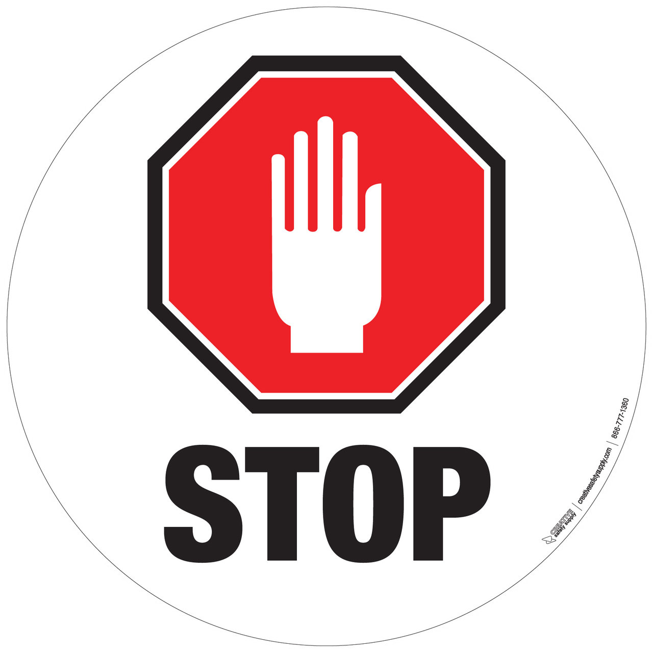 1280x1280 Stop Sign With Hand Floor Signs Creative Safety Supply
