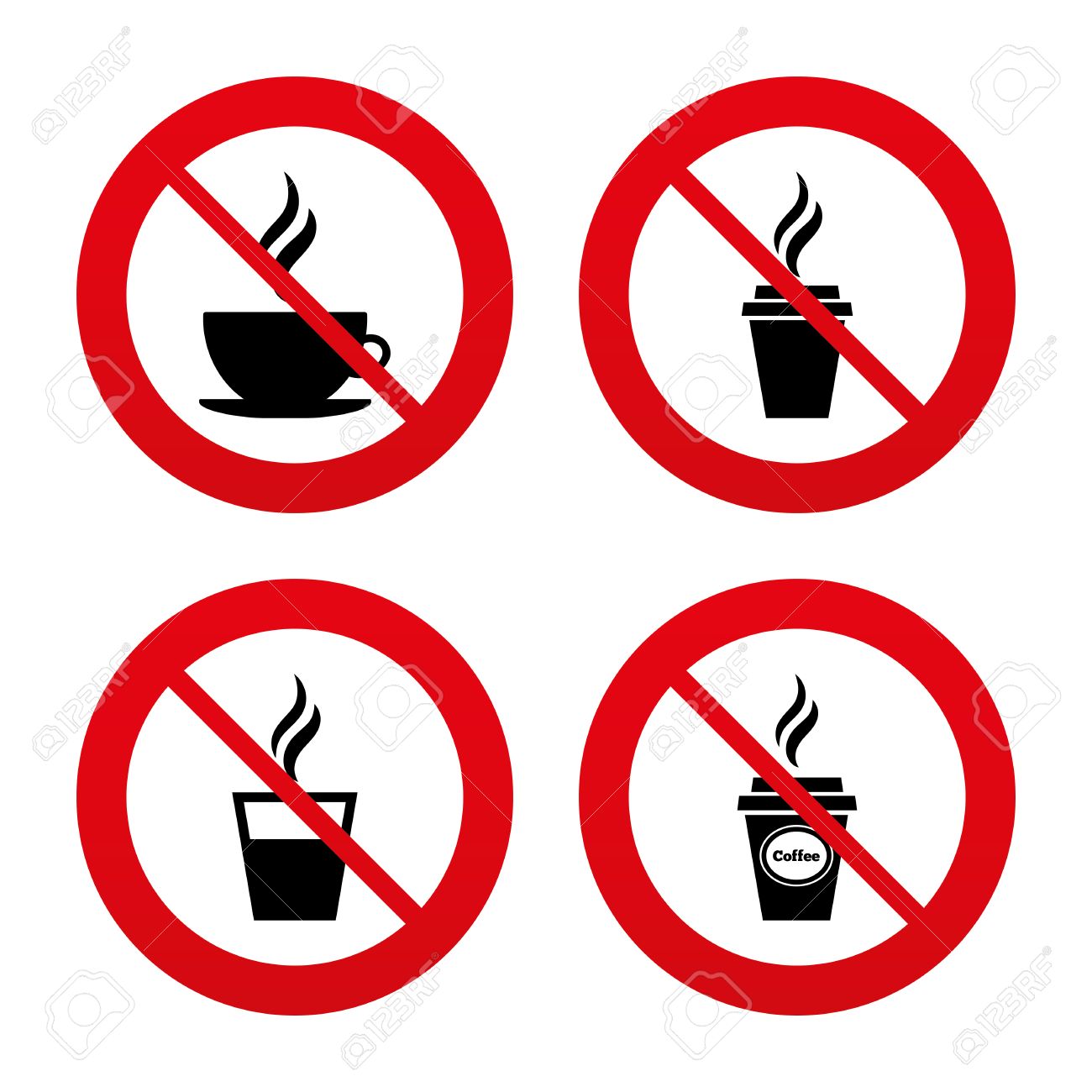 1300x1300 No, Ban Or Stop Signs. Coffee Cup Icon. Hot Drinks Glasses Symbols