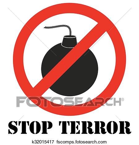 450x470 Clip Art Of Sign With Gun And Symbol Stop Terrorism K32015417