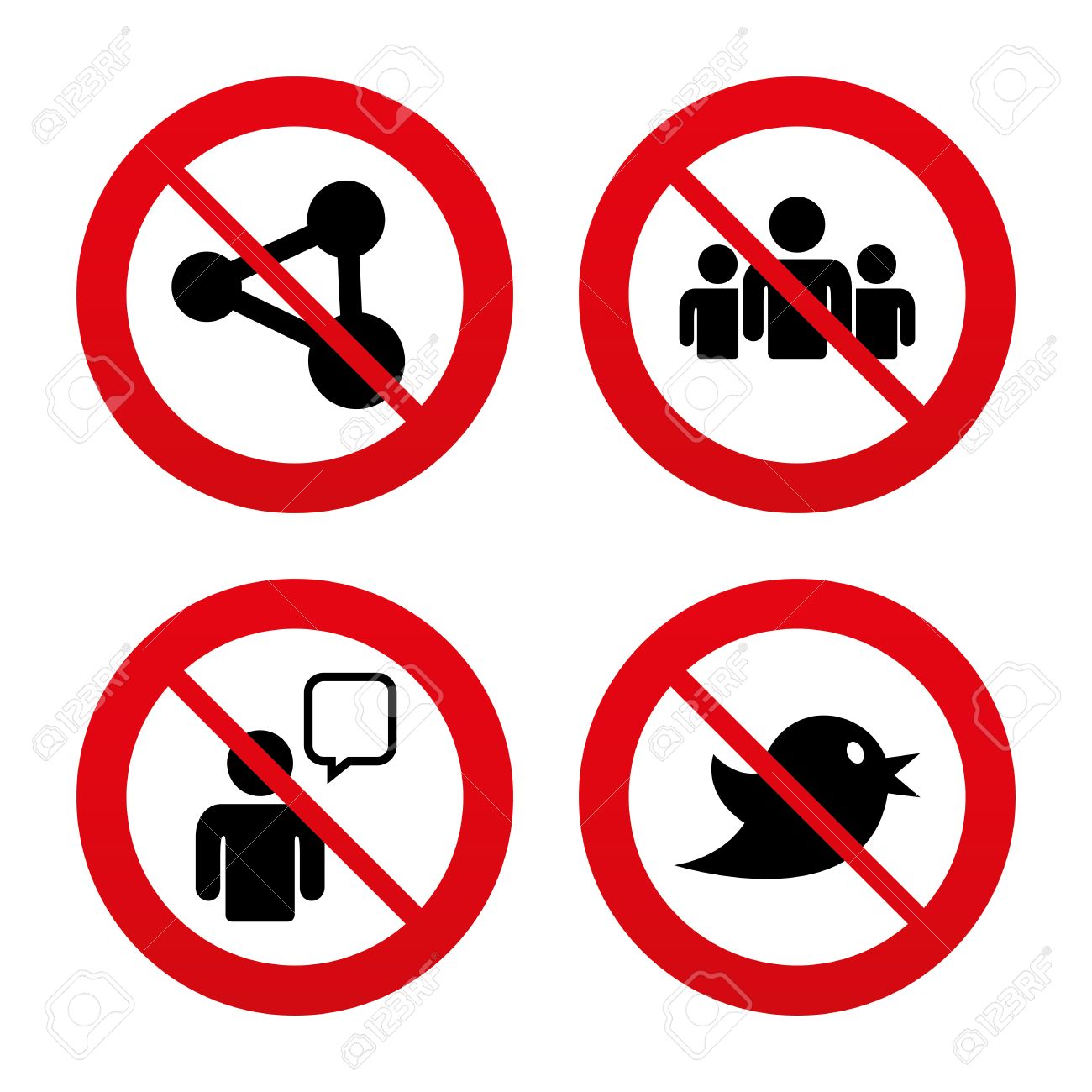 1300x1300 No, Ban Or Stop Signs. Group Of People And Share Icons. Speech