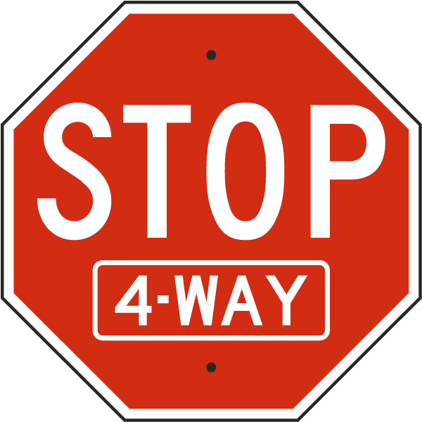 600x600 Stop 4 Way Sign Y1242