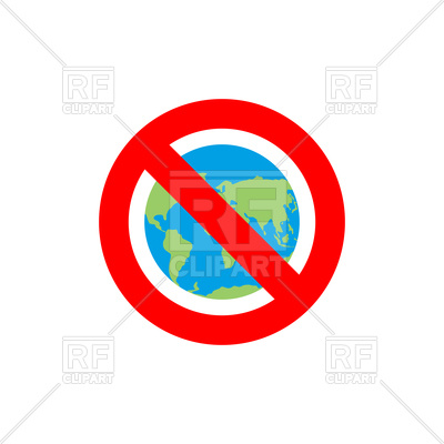 400x400 Stop Sign With Earth, Red Forbidden Sign Royalty Free Vector Clip