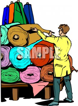 259x350 Worker Displaying Bolts Of Fabric In Rolls