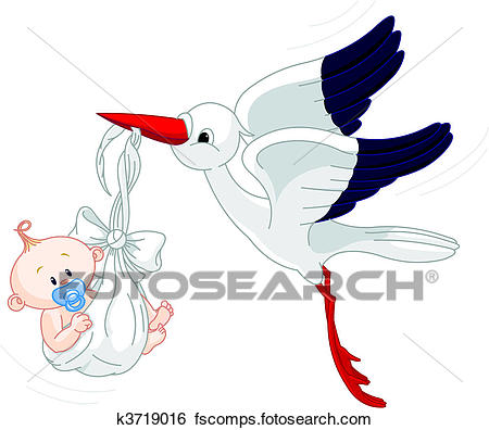 450x396 Clip Art Of Stork And Baby K3719016