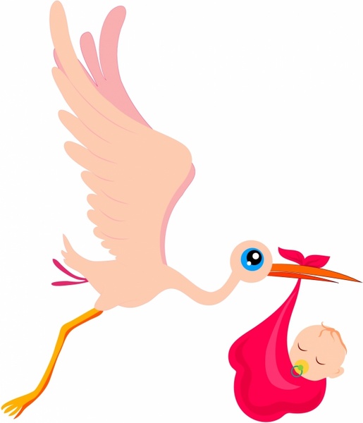 515x600 Stork And Baby Free Vector In Adobe Illustrator Ai ( Ai