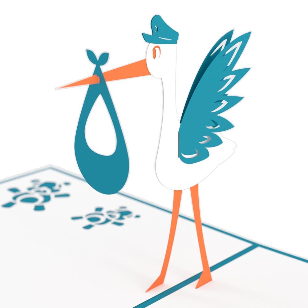 1000x1000 Stork Blue Pop Up New Baby Card
