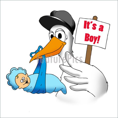 499x499 Stork With Baby Boy Illustration