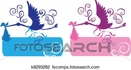 450x242 Clipart Of Stork And Baby K8293282