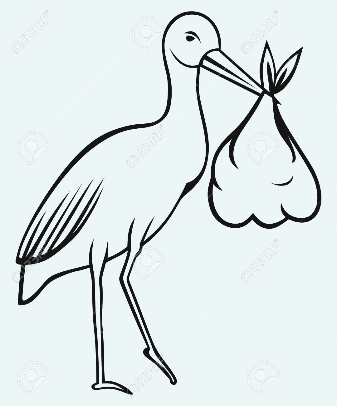 1080x1300 Stork With Baby Isolated On Blue Background Royalty Free Cliparts