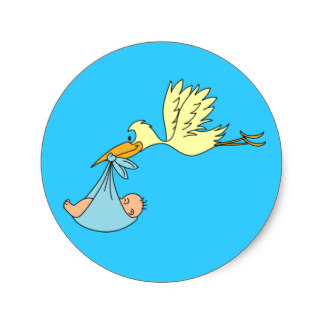 324x324 Blue Stork Baby Shower Stickers Zazzle