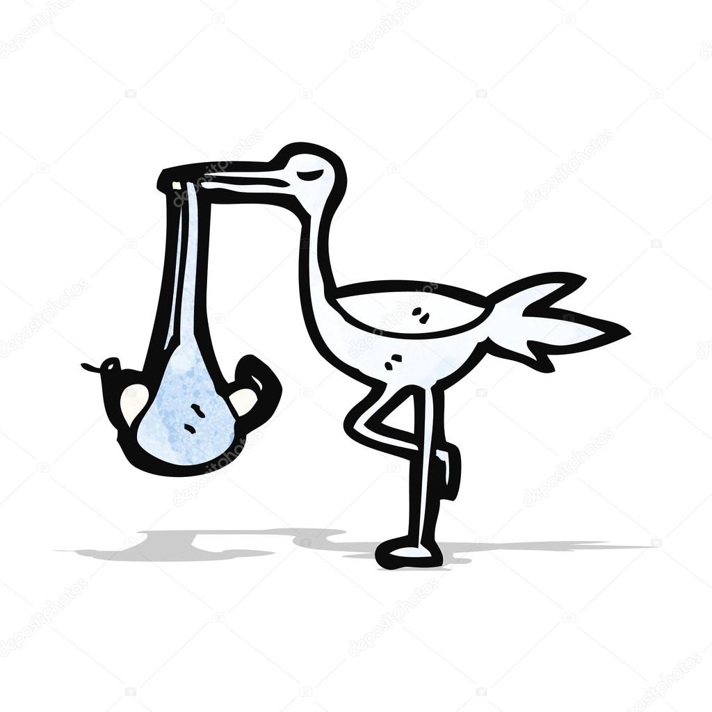 1024x1024 Cartoon Stork With Baby Stock Vector Lineartestpilot