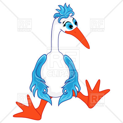400x400 Funny Cartoon Stork Sitting Wearily Royalty Free Vector Clip Art