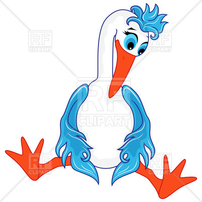 400x400 Funny Stork Sitting Wearily, Cartoon Style Royalty Free Vector