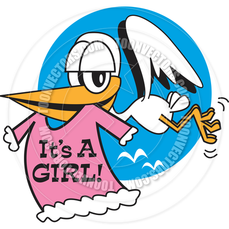 460x460 Cartoon Stork Girl Vector Illustration By Clip Art Guy Toon