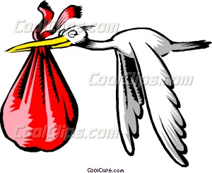 300x245 Cartoon Stork Vector Clip Art