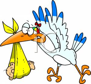 300x277 Cartoon Stork With Baby
