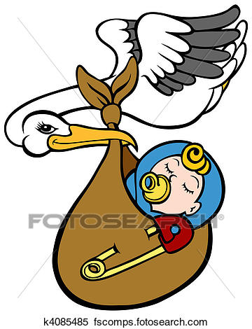 360x470 Clipart Of Stork Delivering Baby K4085485
