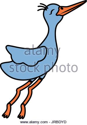 300x428 An Illustration Of A Cute Cartoon Stork Bird Character Stock Photo