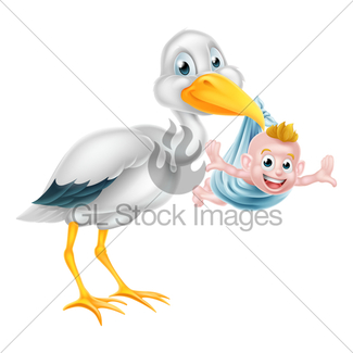 325x325 Stork Delivering A Newborn Baby Gl Stock Images