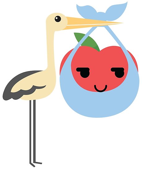 458x550 Stork With Baby Apple Emoji Sneaky And Up To Something Posters By