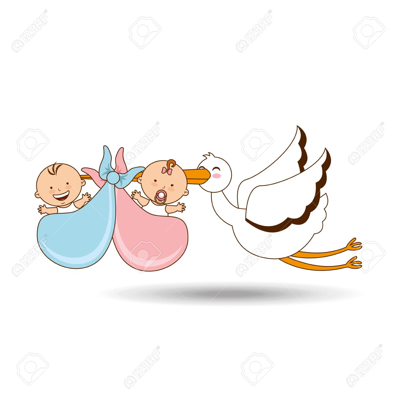1300x1300 Twins Stork Birth Cartoon Design Vector Illustraion Eps 10 Royalty
