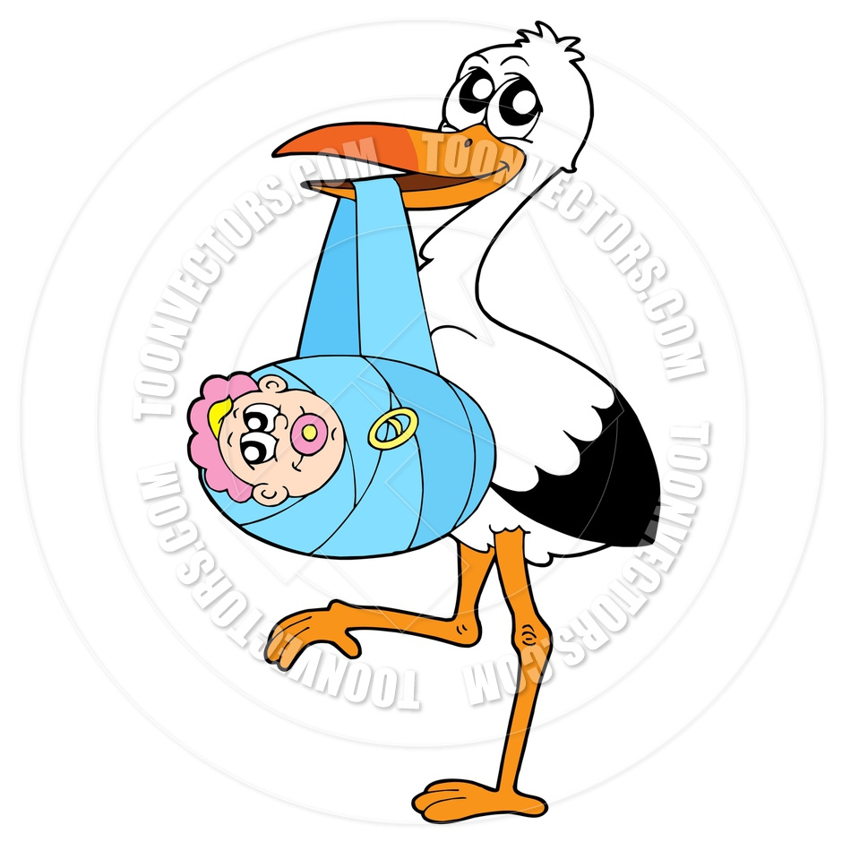 940x940 Cartoon Stork Holding Baby By Clairev Toon Vectors Eps