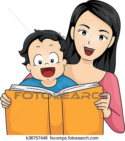 418x470 Clip Art Of Family Mother Read Story Book Baby Boy K36757446