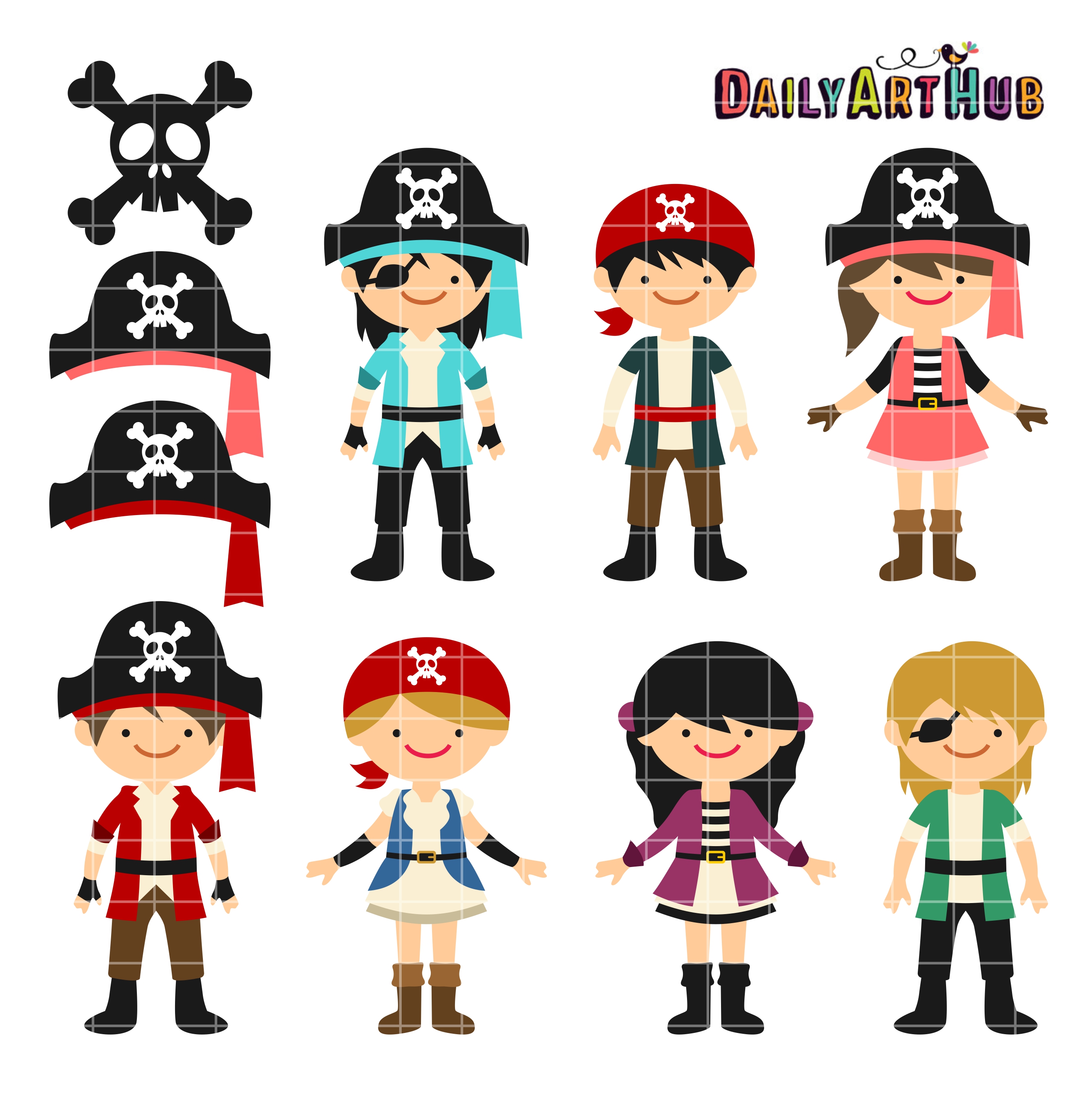 2664x2670 Free Pirates Clip Art Set Svg Cutting Files Clip