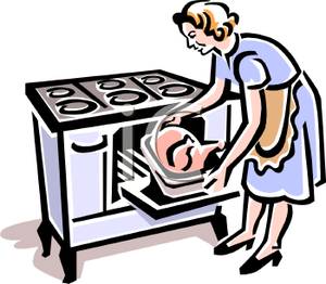 300x262 Style Woman Pulling A Roast Turkey Out Of A Wood Fired Stove