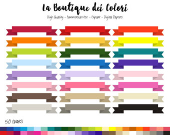 340x270 Straight Banners Clip Art, Ribbon Banner Digital Clipart, Blank