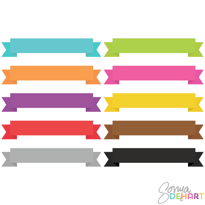 700x700 Clip Art Bright Plain Banner Ribbons