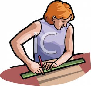 300x282 Woman Using A Ruler To Make A Straight Line Clipart Image