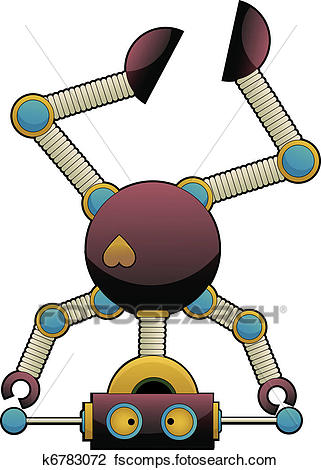 321x470 Clipart Of Strange Cute Colorful Robot Standin K6783072