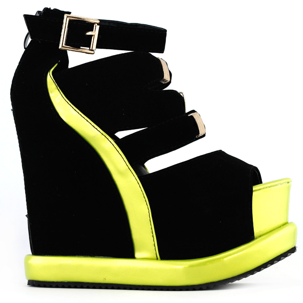 1000x1000 Lf38823 Sexy Black White Peep Toe Buckle Strappy Wedge Platform