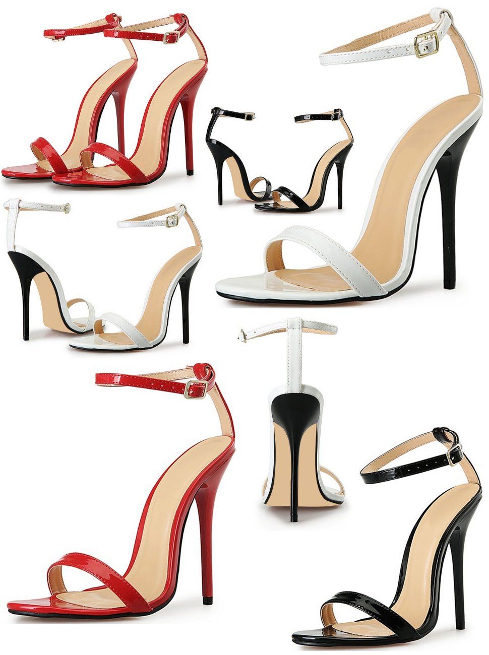 970x1300 Women's 13cm Stiletto High Heel Open Toe Ankle Strap Sandals