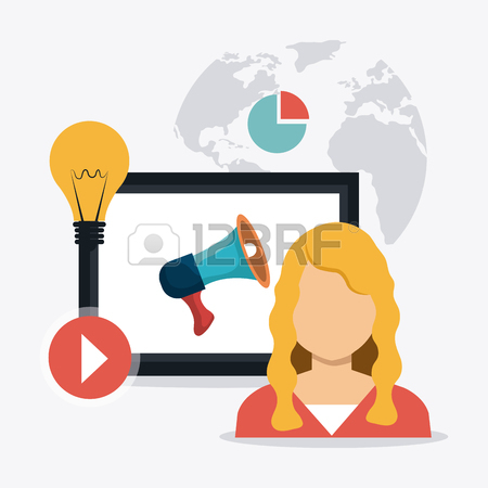 450x450 Digital And Social Marketing Strategies, Vector Illustration