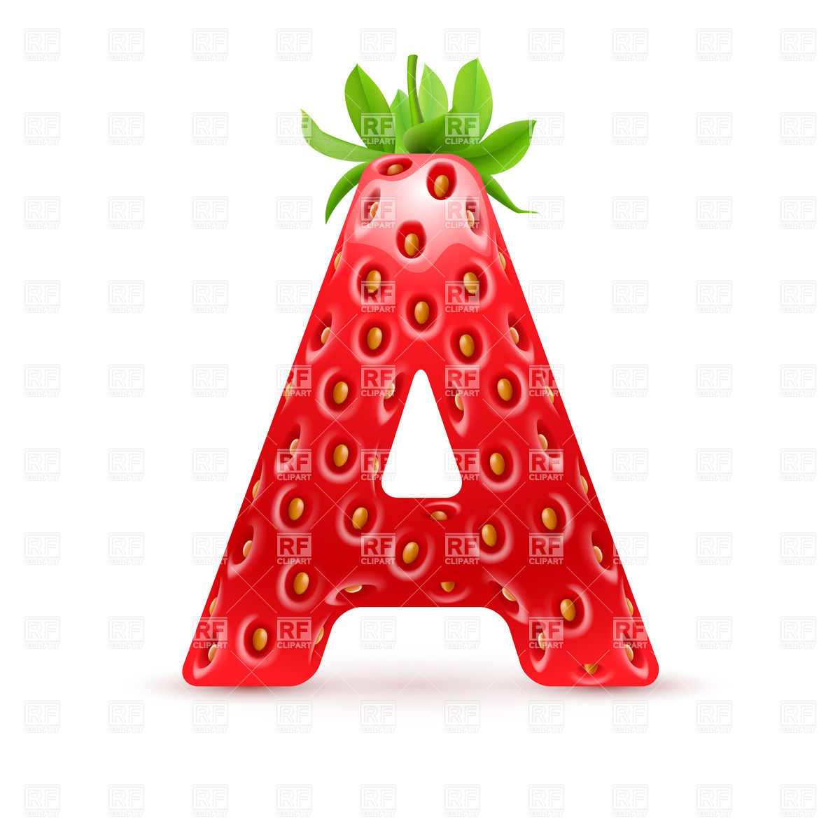 1200x1200 Strawberry Style Font, Letter A Royalty Free Vector Clip Art Image