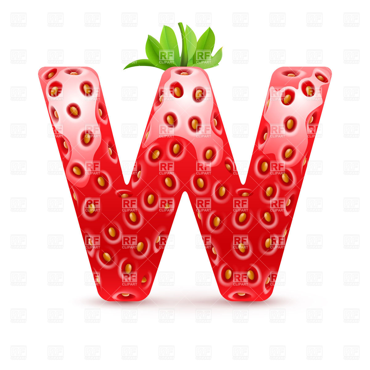 1200x1200 Strawberry Style Font, Letter W Royalty Free Vector Clip Art Image