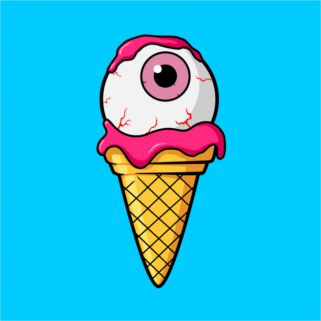 626x626 Ice Cream Cone With Pink Eye Ball And Strawberry Juice Cream