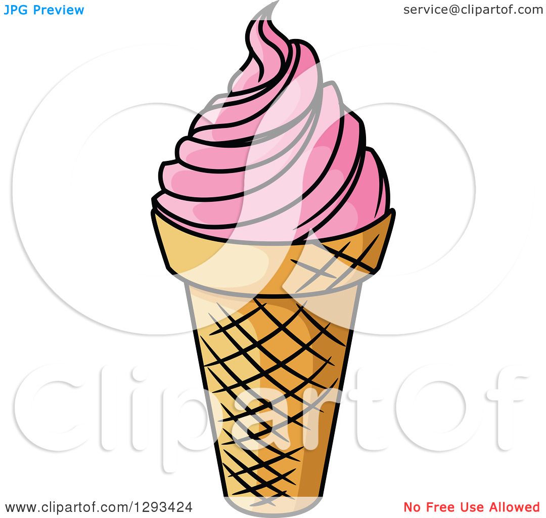 1080x1024 Clipart Of A Cartoon Ice Cream Cone With Strawberry Frozen Yogurt