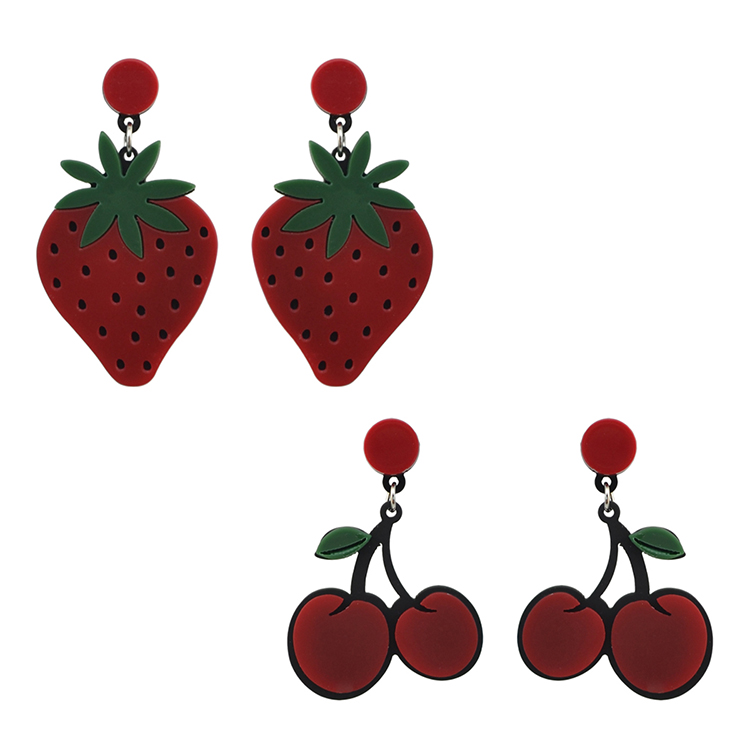 750x751 Personality Girl Big Red Cherry Strawberry Plastic Cartoon Fruit