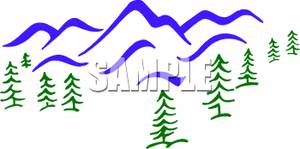 300x149 Free Clipart Image Pine Trees At The Base Of A Mountain